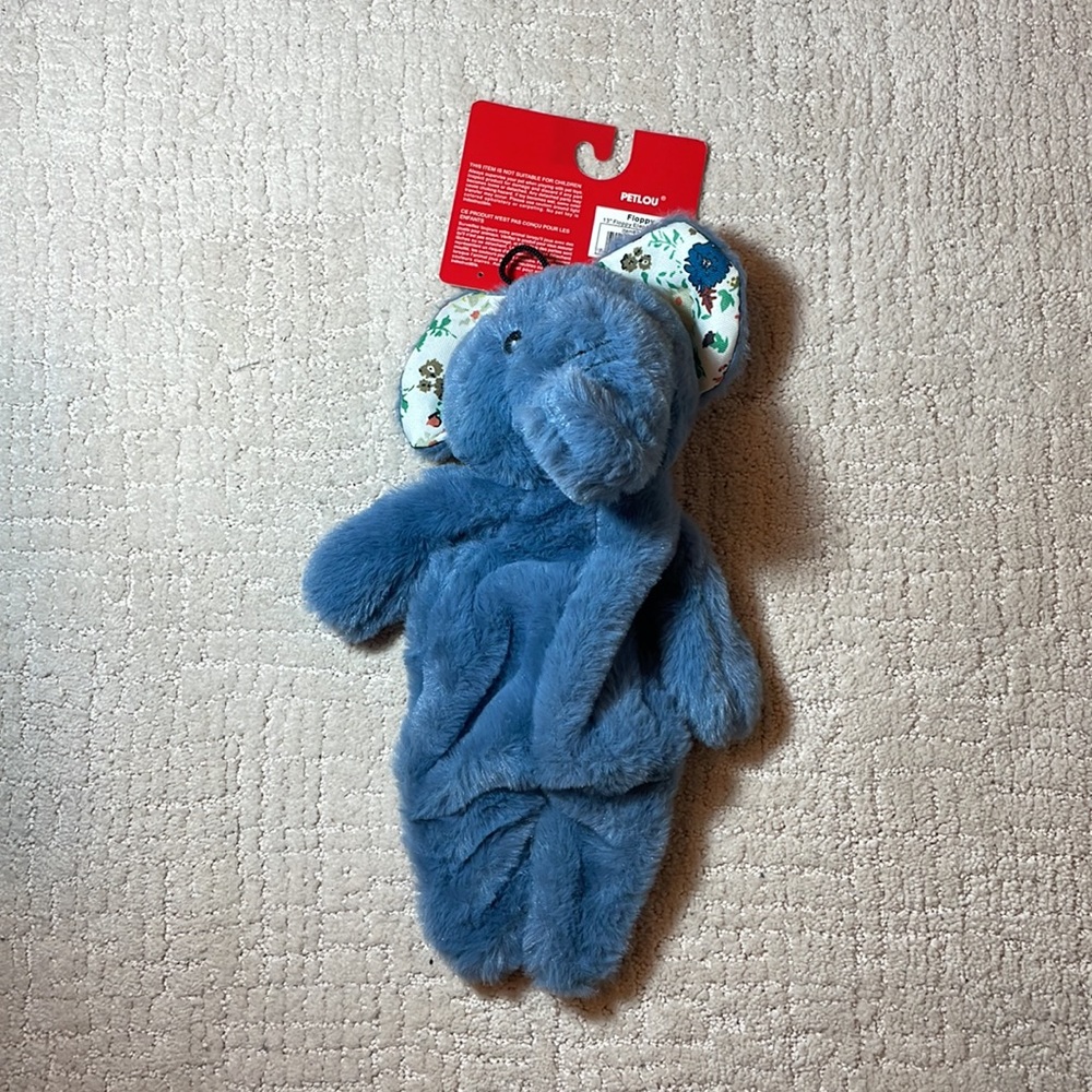 Pet Lou Floppy Elephant Plush Squeker Dog Toy, 13-inch Height, Blue - Picture 6 of 7